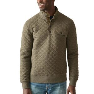 Faherty Men’s Epic Quilted Fleece Pullover in Olive Melange Relaxed Fit Warm